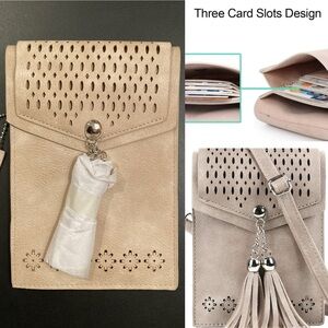 New Boho Vegan Faux Leather Small Crossbody Pouch Bag Tan Tassel Amazon